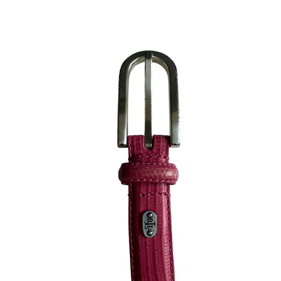 Lauren Ralph Lauren Snake Embossed Italian Leather Belt Women's Medium Pink - Picture 6 of 10